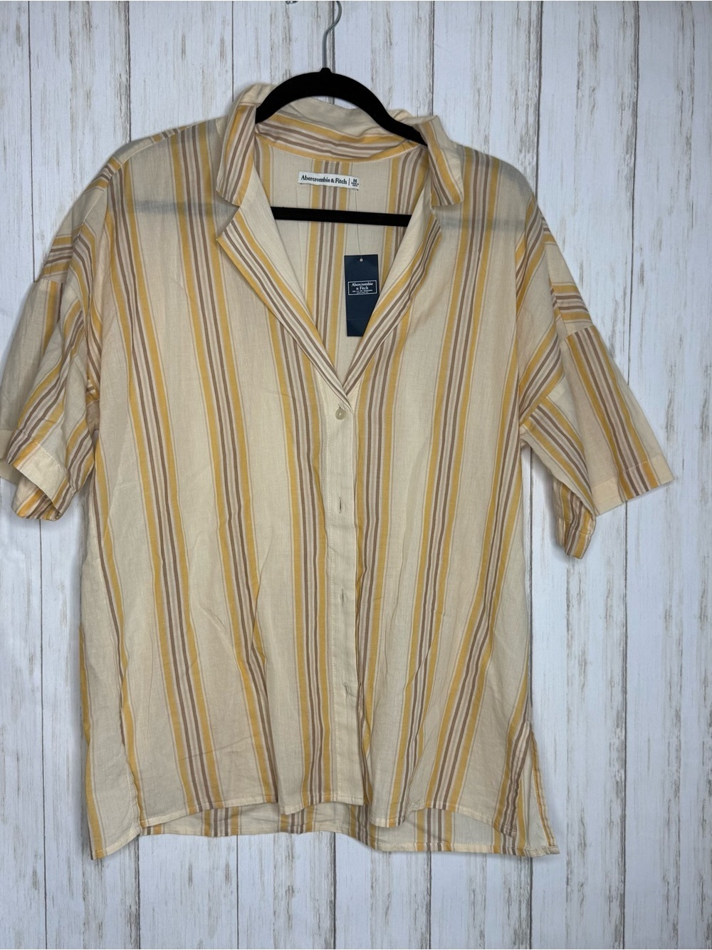 Abercrombie & Fitch NWT Yellow Stripe Button Shirt Medium